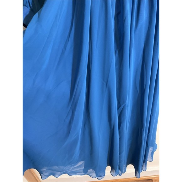 Miss Elliette Women’s 8 Blue Skirt Blazer Combo Vintage Ruffle Evening Swing - Picture 4 of 15